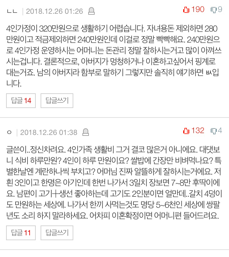 4인 가구 생활비 이정도면 심각한 건가요? | 인스티즈
