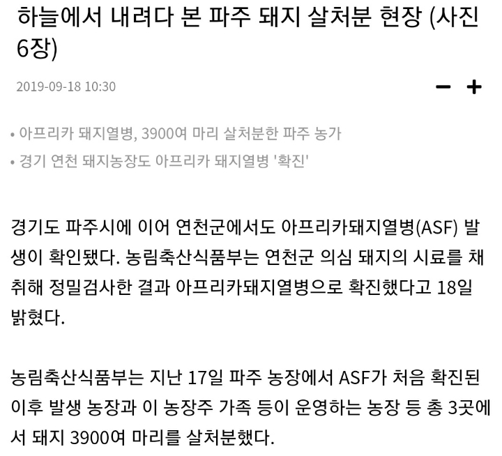 하늘에서 내려다본 파주 돼지 살처분 현장 | 인스티즈