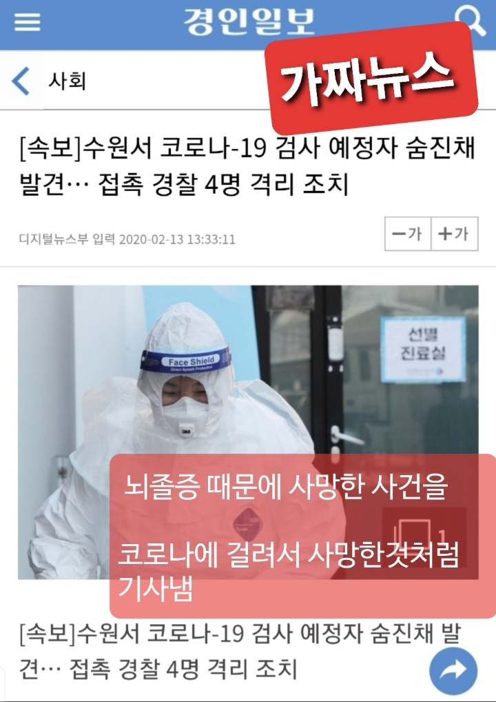 수원 사망자 코로나로 인한 사망 아닌거 알았으면서 기자들이 기사 쓴 이유 | 인스티즈
