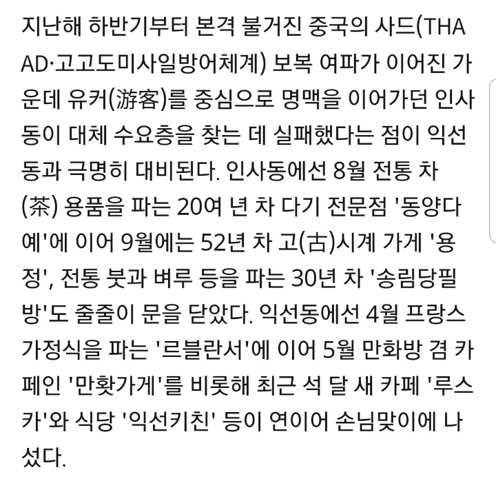 폐업 속출하는 인사동 거리