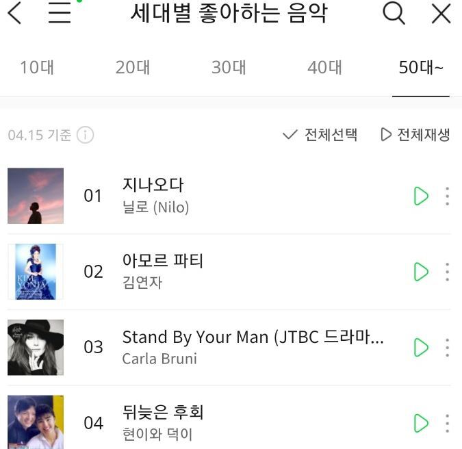 50대가 가장 좋아하는 노래 | 인스티즈