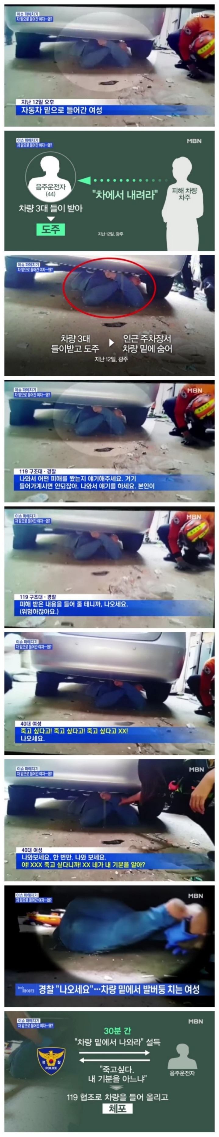 차 밑으로 숨어버린 음주운전자 | 인스티즈