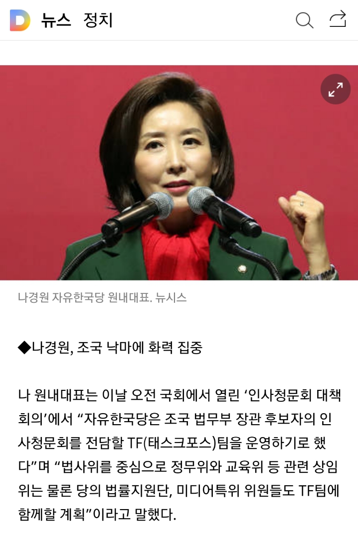 '대학동기' 조국 낙마에 사활 건 나경원..전담팀까지 꾸려 | 인스티즈