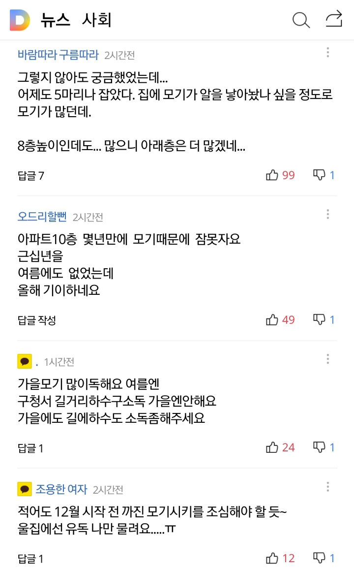 서늘한 가을인데도 실내서 모기 기승..언제 날개 꺾이나 | 인스티즈