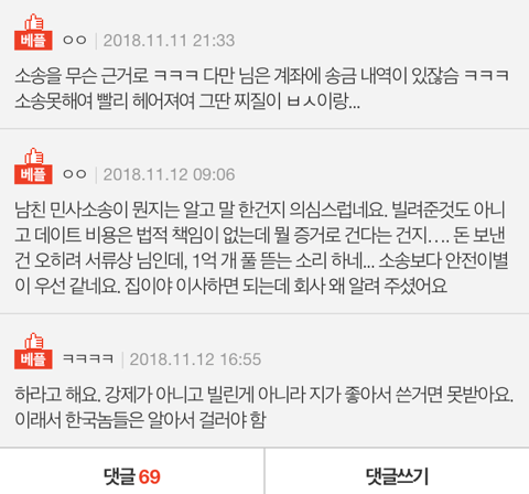 남자친구가 헤어지면 데이트비용을 소송하겠대요 | 인스티즈