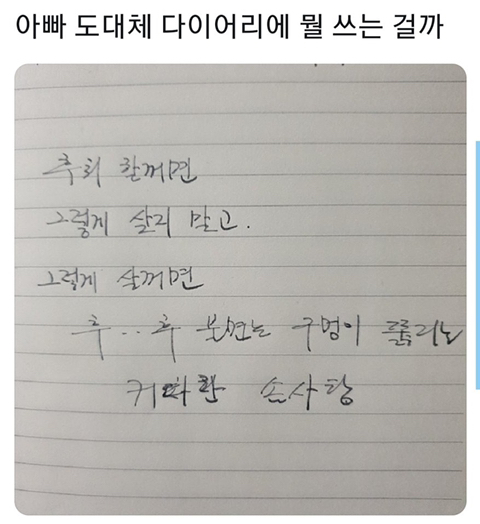 아빠 도대체 다이어리에 뭘 쓰는 걸까 | 인스티즈