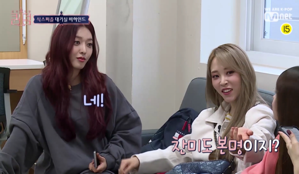 퀸덤에서 하트시그널 찍는 aoa 찬미와 오마이걸 유아 | 인스티즈