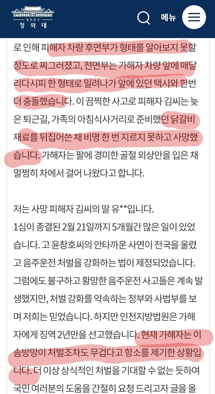 음주운전 8중추돌사고로 이모가 돌아가셨어 | 인스티즈