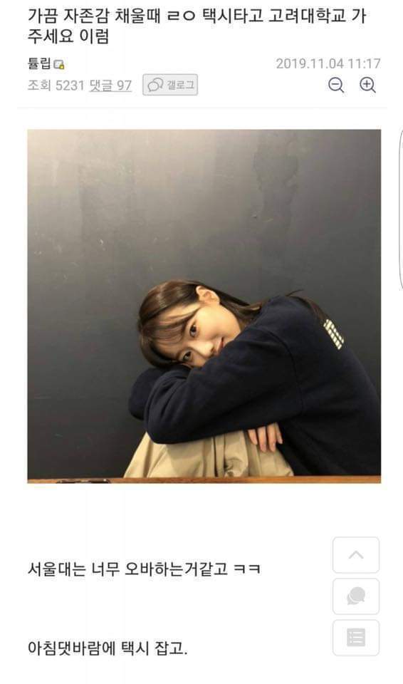 자존감채우기위해 고려대학교 감 | 인스티즈