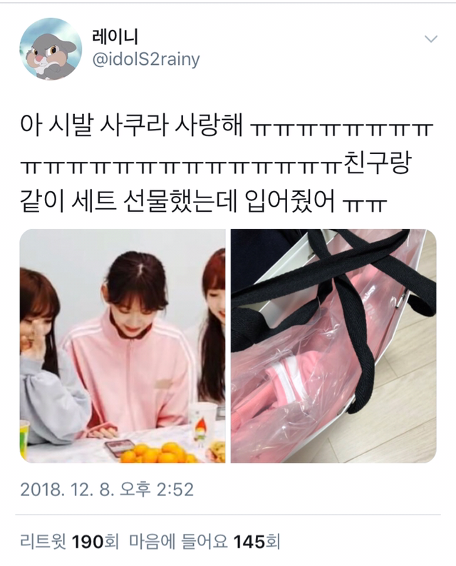 팬선물 인증한 아이즈원 김벚꽃 | 인스티즈