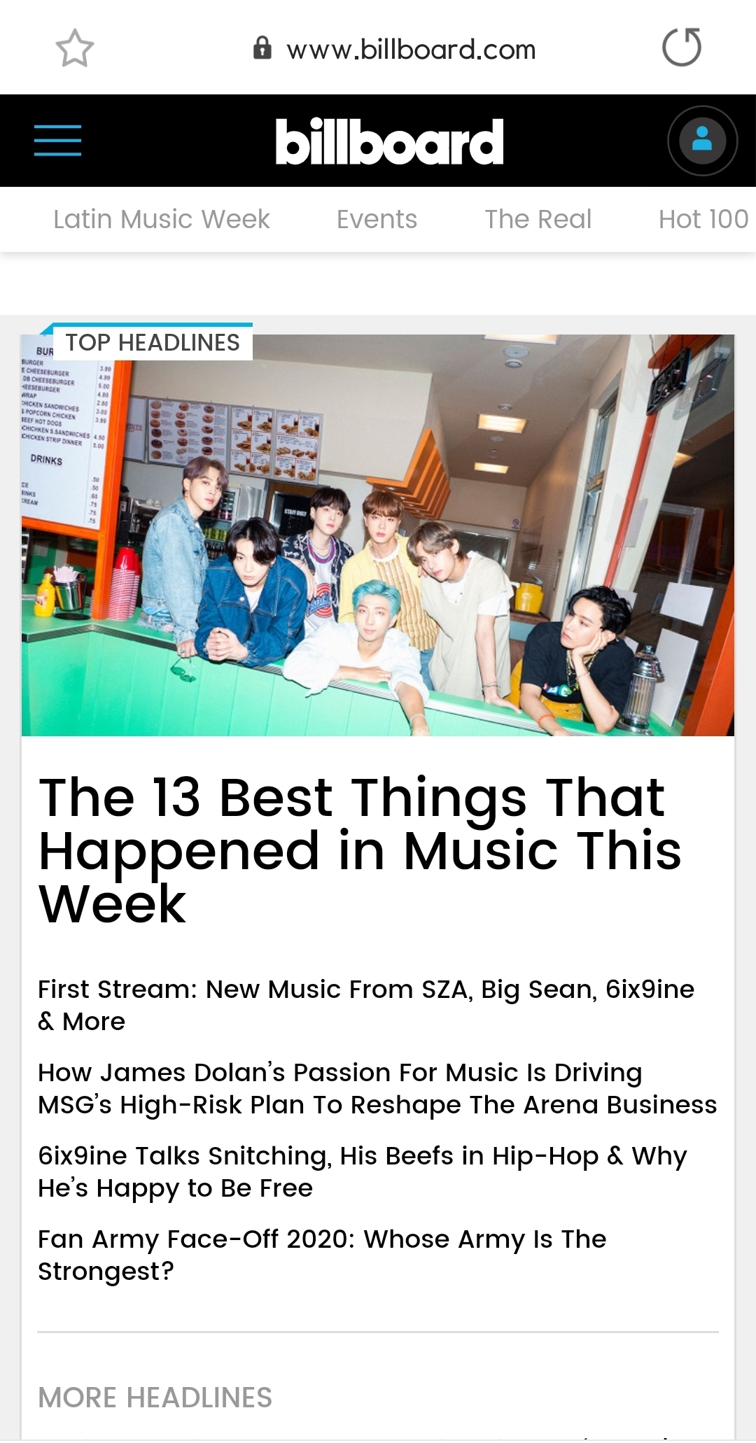 빌보드 공식 사이트 메인화면 ㄷㄷㄷ | 인스티즈