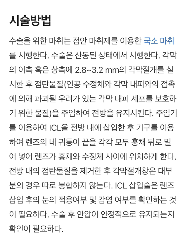 시력 교정 수술중 끝판왕인 렌즈 삽입술 | 인스티즈