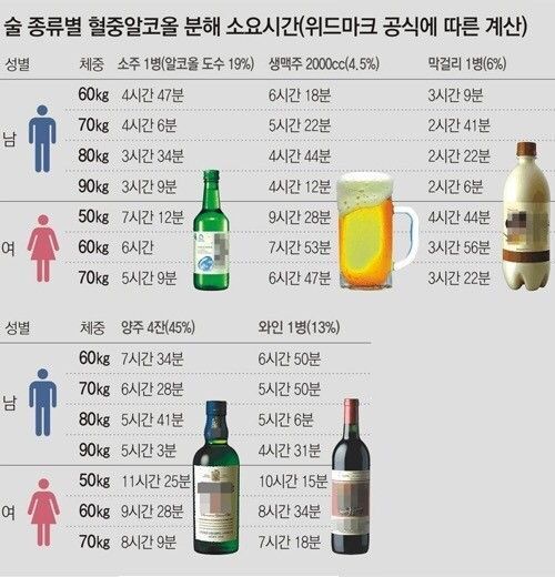 술 종류별 몸에서 알콜이 해독되는 시간 .JPG | 인스티즈