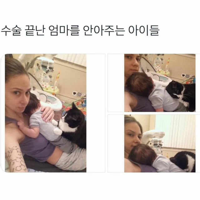 수술끝난 엄마를 안아주는 아이들 | 인스티즈