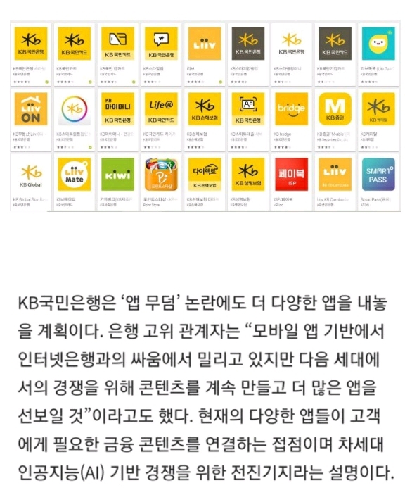 국민은행 : 앱 통합? 더 다양한 앱을 만들 계획이다.jpg | 인스티즈