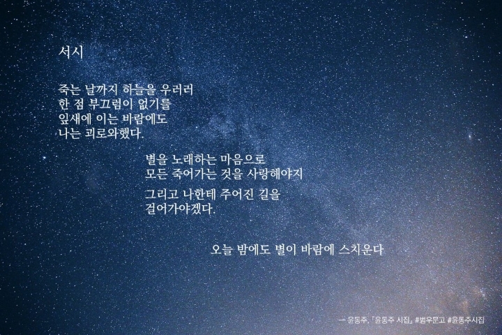 별을 노래하는 마음으로 모든 죽어가는 것을 사랑해야지 | 인스티즈