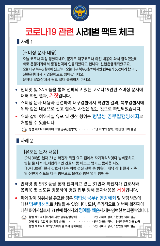 대구 코로나19 관련 유언비어 팩트체크 | 인스티즈