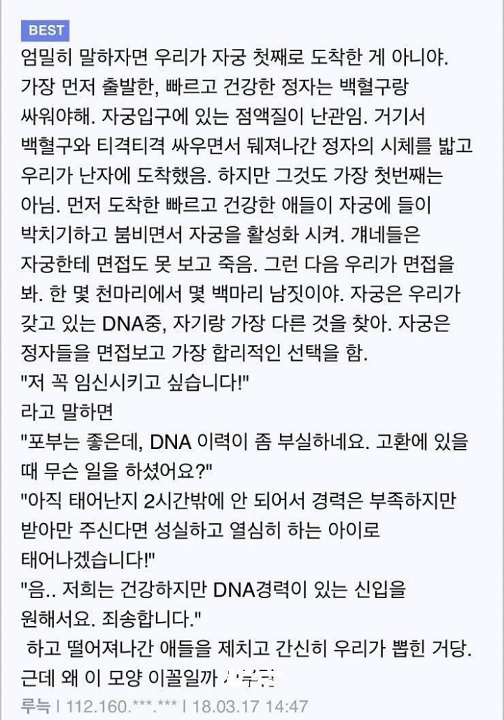 질내사정 전과 후의 난자 모습 | 인스티즈