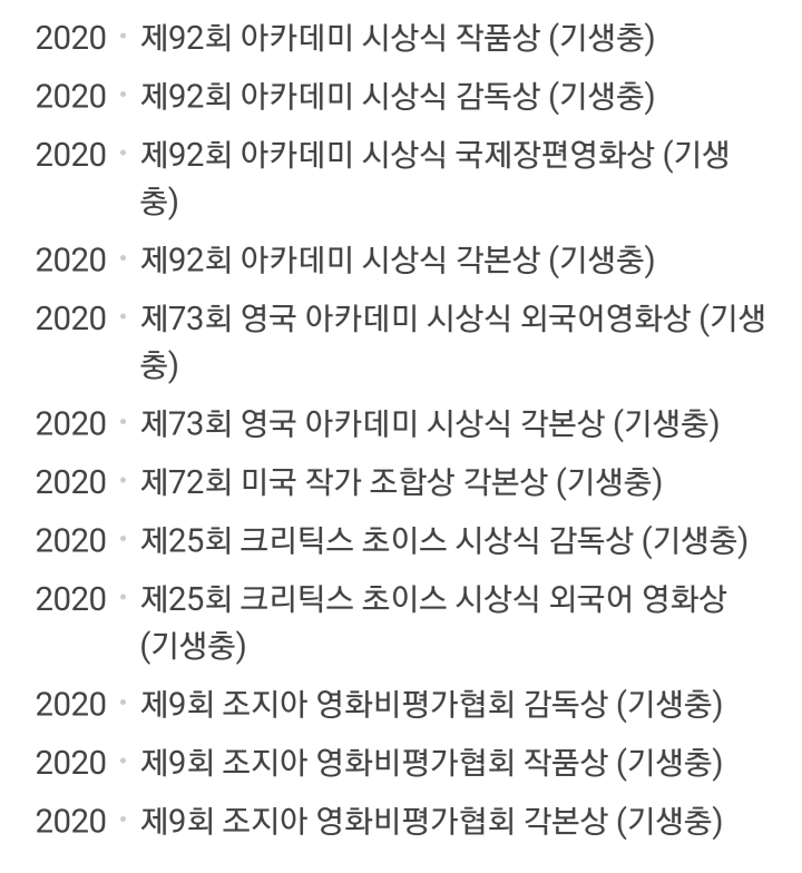 기생충 제작 이후 봉준호감독 수상내역.jpg | 인스티즈