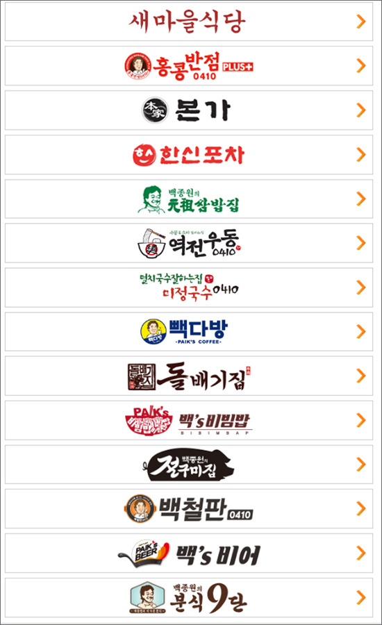 백종원 프랜차이즈 종류 | 인스티즈