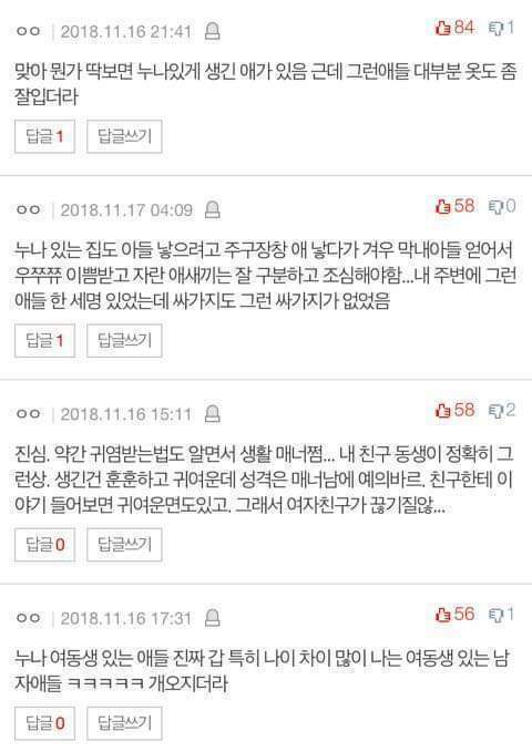 누나있는애들이 인기많음 | 인스티즈