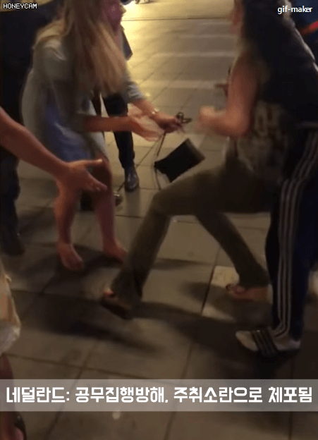 네덜란드 경찰이 만취녀를 대하는 태도.....gif | 인스티즈