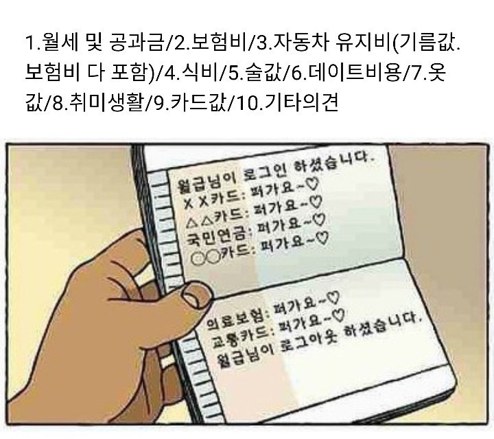 월급 로그아웃에 가장 큰 부분을 차지하는것은? | 인스티즈