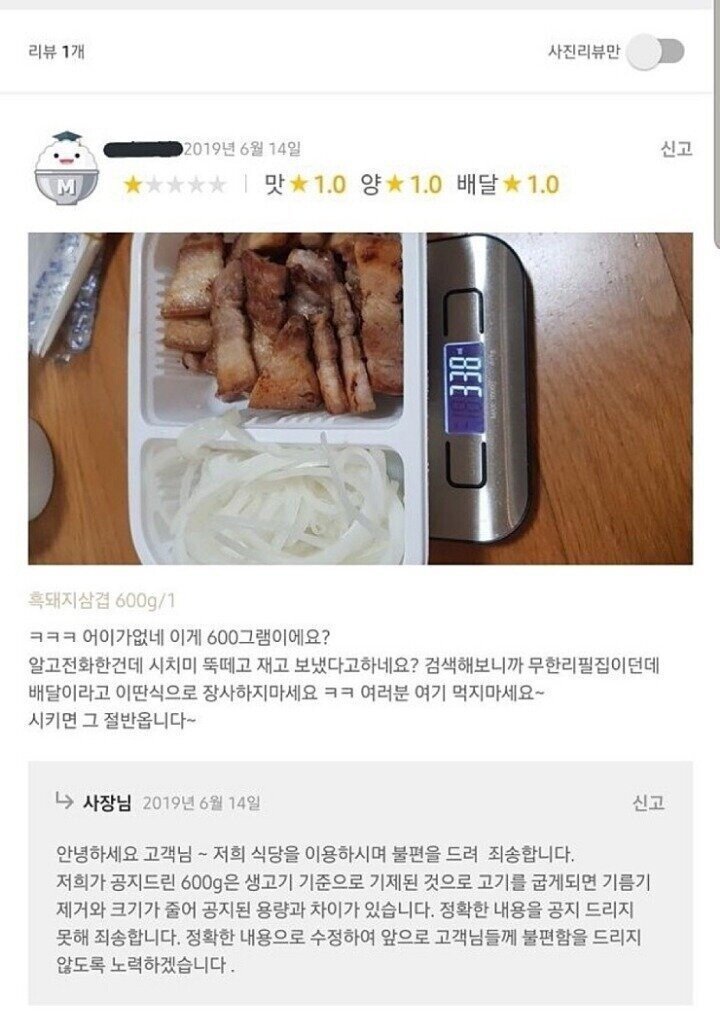 무게 속인 배달 삼겹살 직접 실험한 결과.jpg | 인스티즈
