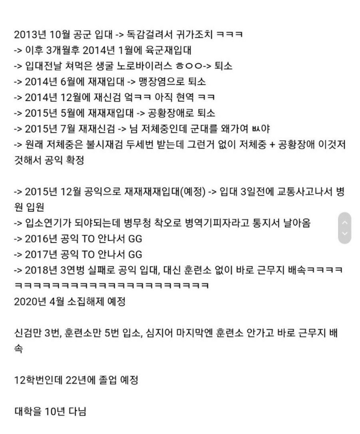 군대 입대연기 사유 레전드 | 인스티즈