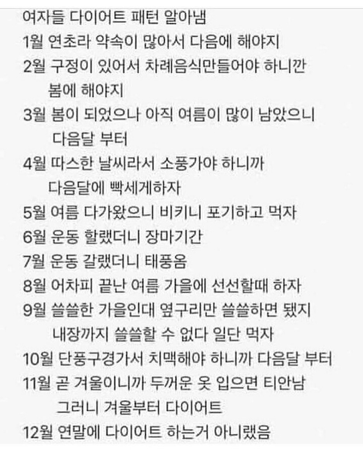 흔한 다이어트 패턴 | 인스티즈