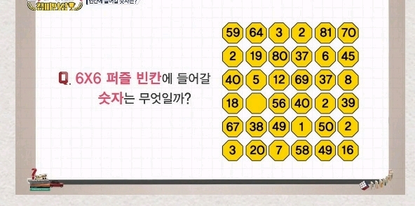 6x6 퍼즐빈칸에 들어갈 숫자는 무엇일까? | 인스티즈