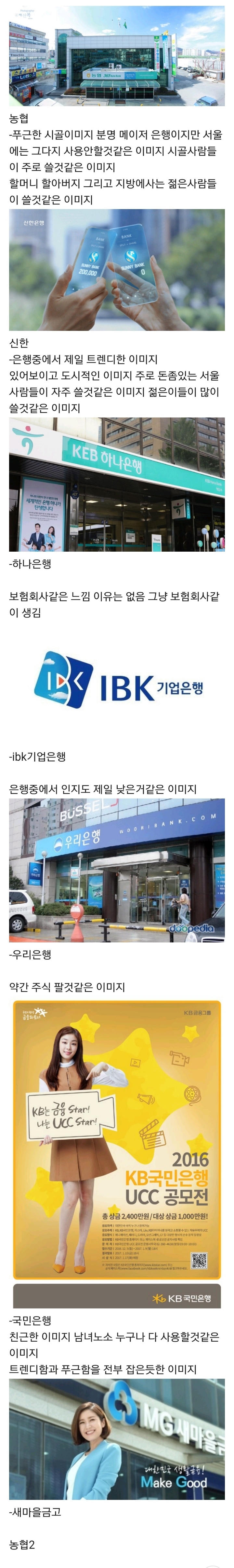 우리나라 은행별 특징 | 인스티즈