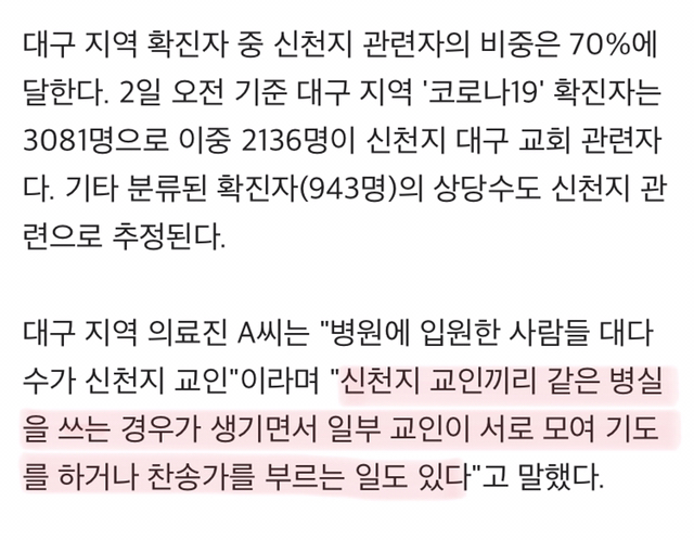 신천지 아닌 일반 코로나 환자가 입원중 겪는일..... | 인스티즈