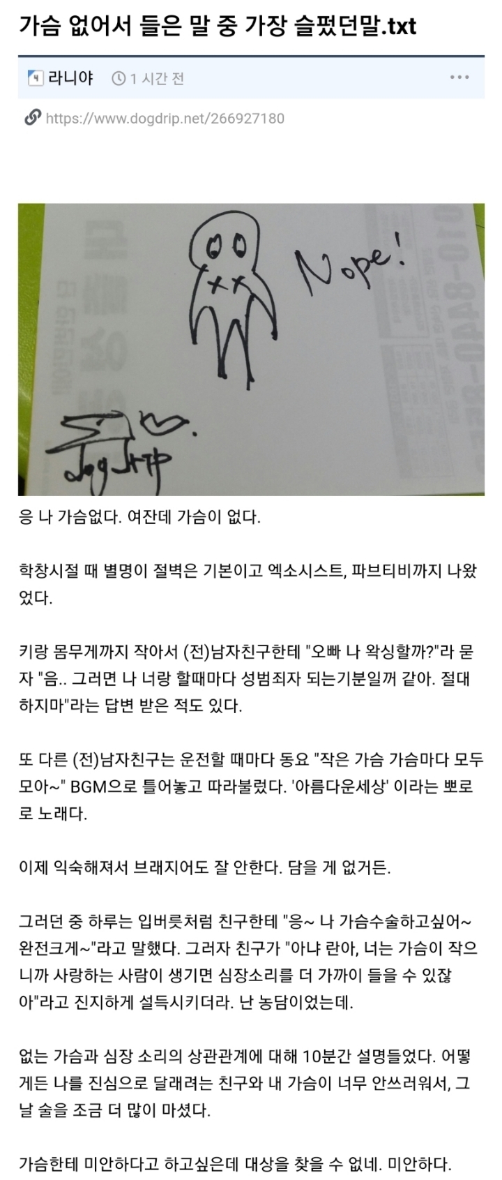 가슴이 없어서 들은 말중 가장 슬펐던 말.txt | 인스티즈
