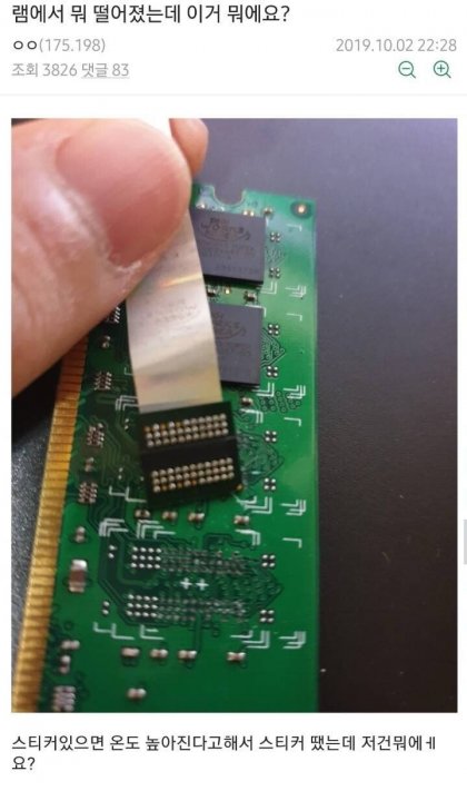 램에서 뭐 떨어졌는데 이거 뭐에요 | 인스티즈