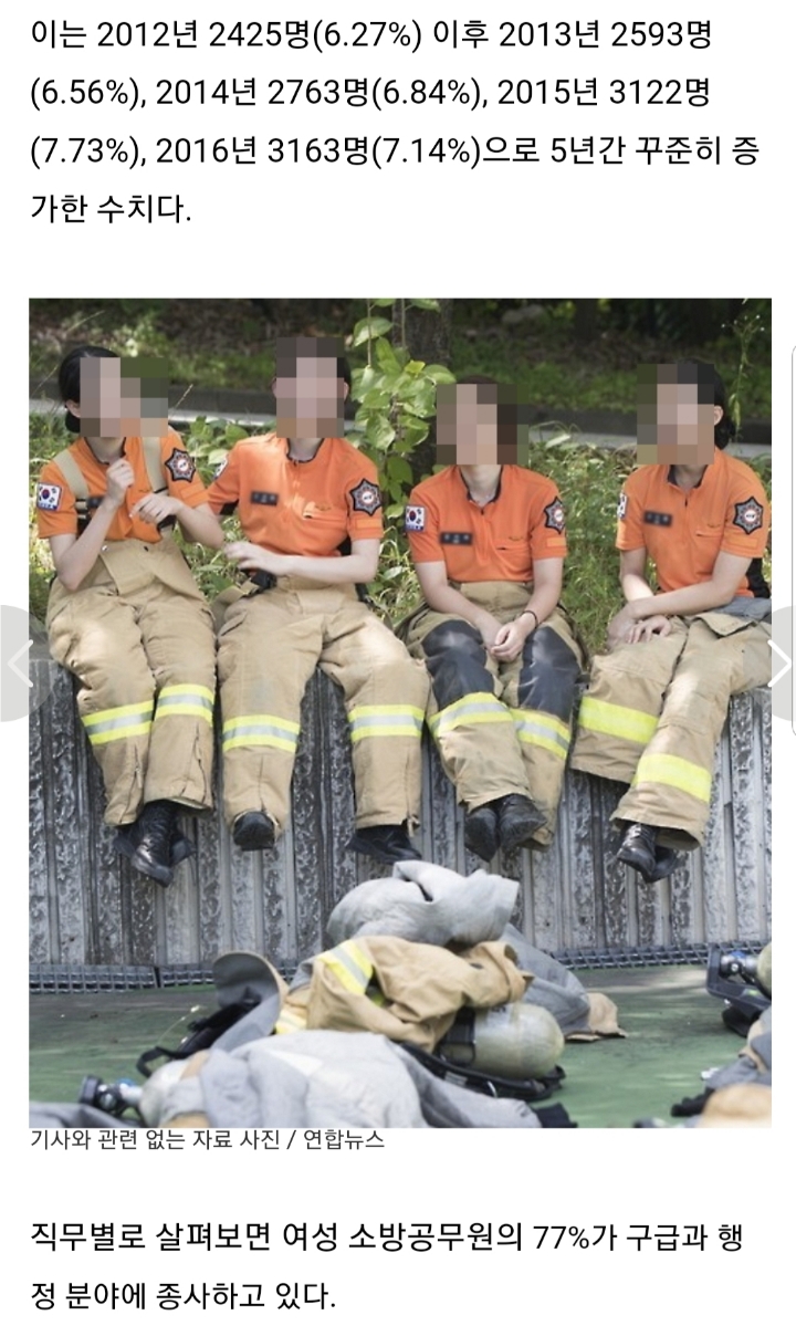 꾸준히 늘어나는 여성 소방관.. 인명 구조담당은 0명 | 인스티즈