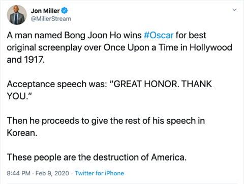 미국인 기자 : 봉준호 이새끼 시상식에서 한국어를 하네? | 인스티즈