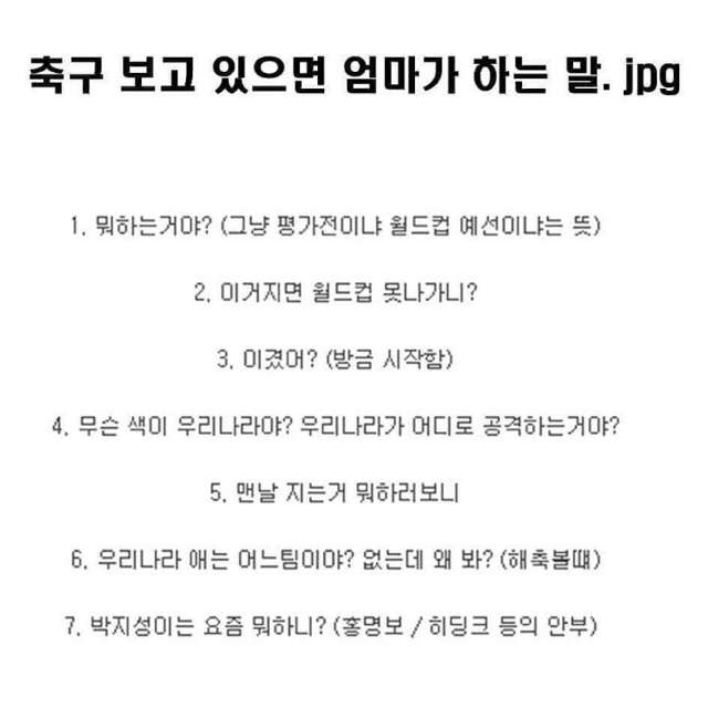 축구 보고 있으면 어머니가 하시는 말.jpg | 인스티즈