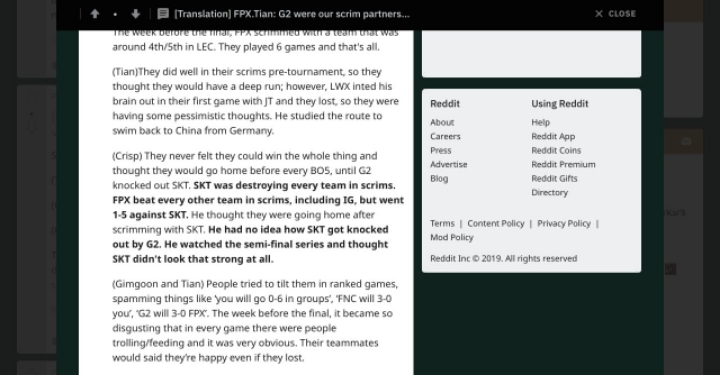 [LOL] FPX 선수들이 밝힌 스크림 전적 | 인스티즈