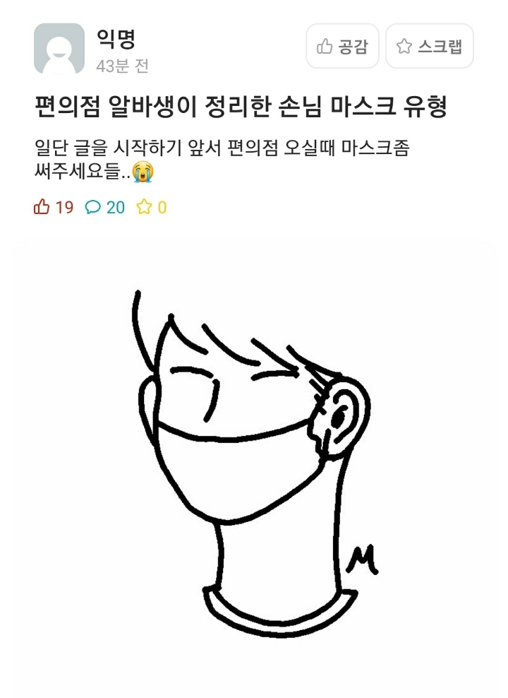 편의점 알바생이 정리한 손님 마스크 유형 | 인스티즈