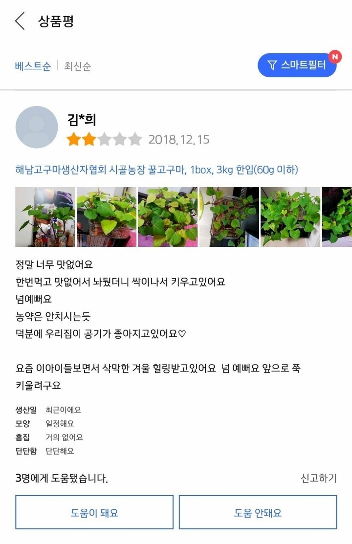 긍정의 고구마 구입후기.JPG | 인스티즈