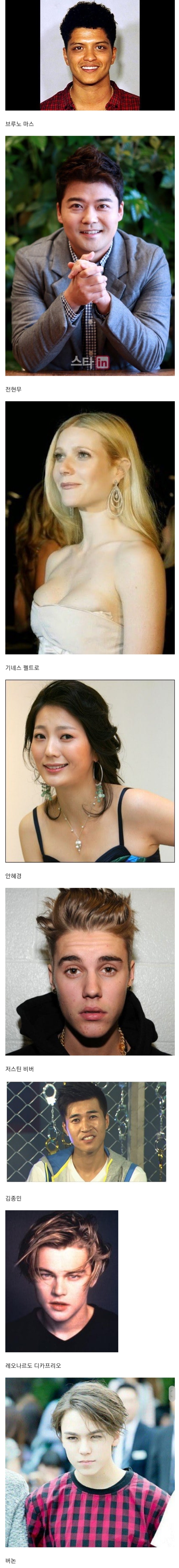 어딘가 묘하게 닮은 한국연예인과 외국연예인.JPG | 인스티즈
