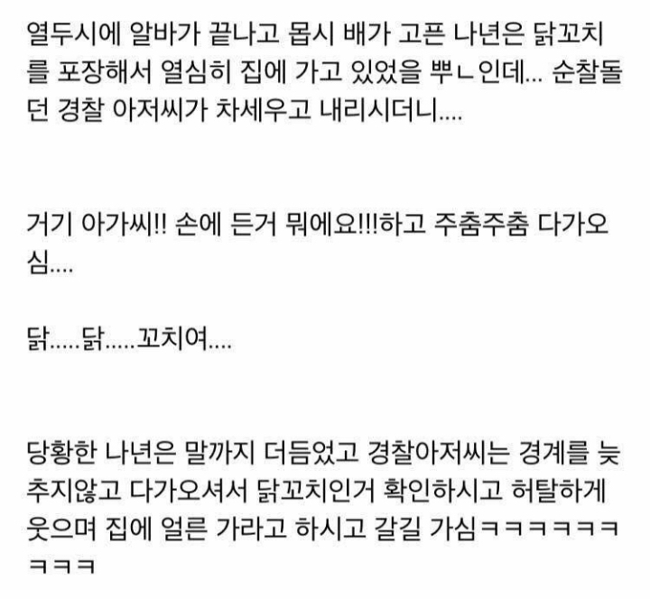 닭꼬치 사서 집에 가다 경찰한테 걸림 .jpg | 인스티즈