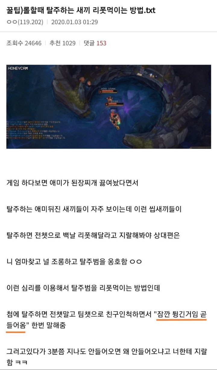 롤 탈주범 리폿 먹이는 방법 | 인스티즈