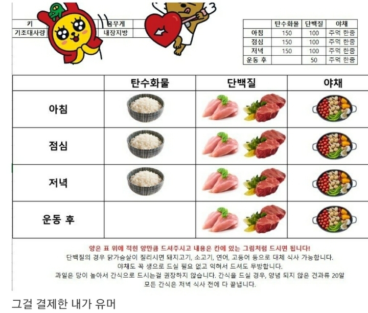 150만원 pt샵 식단표 | 인스티즈