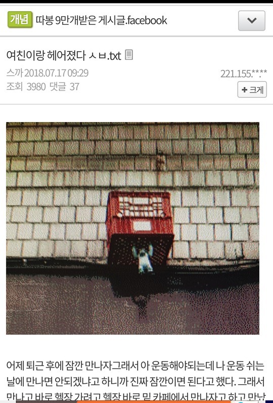 여친과 헤어진 헬갤러 | 인스티즈