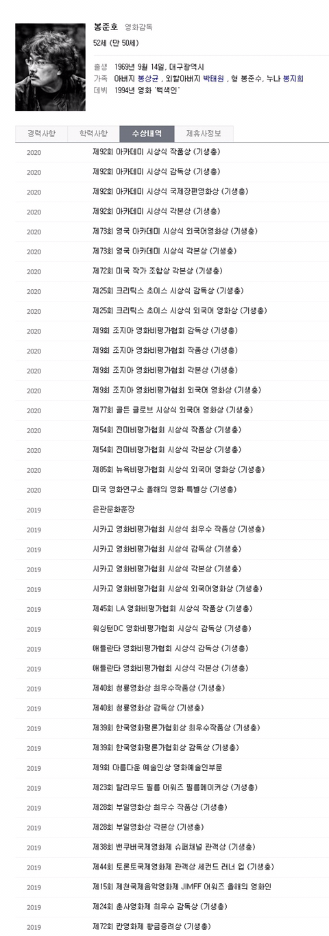 19-20 봉준호 커리어 | 인스티즈