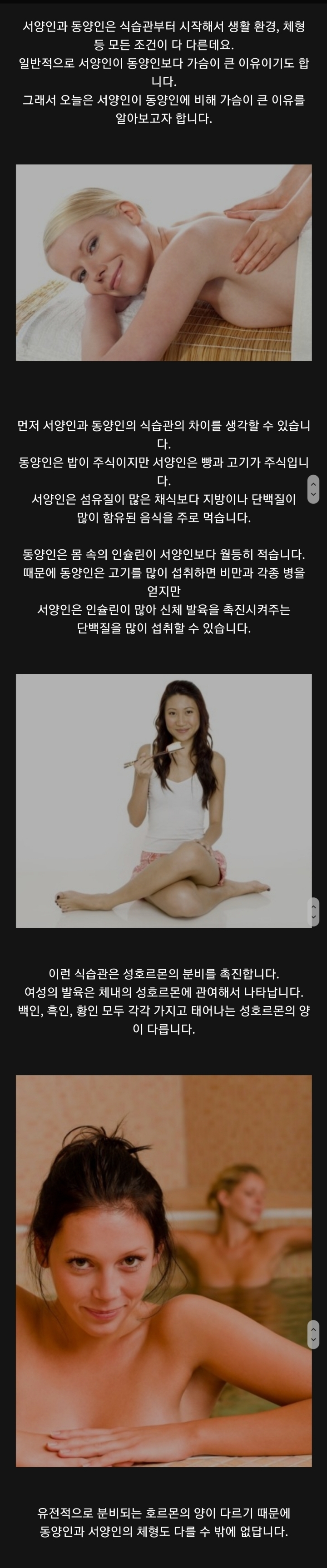 서양인이 동양인에 비해 가슴이 큰 이유 | 인스티즈