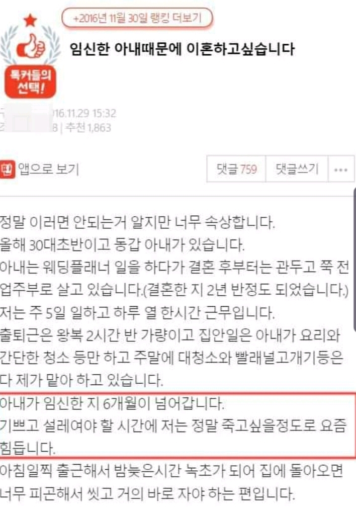 임신한 아내때문에 이혼하고싶습니다 | 인스티즈