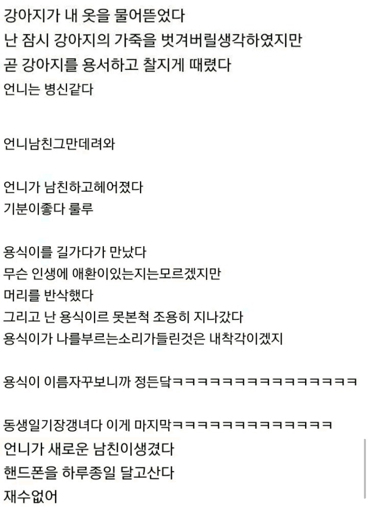 한 여동생의 일기장 | 인스티즈